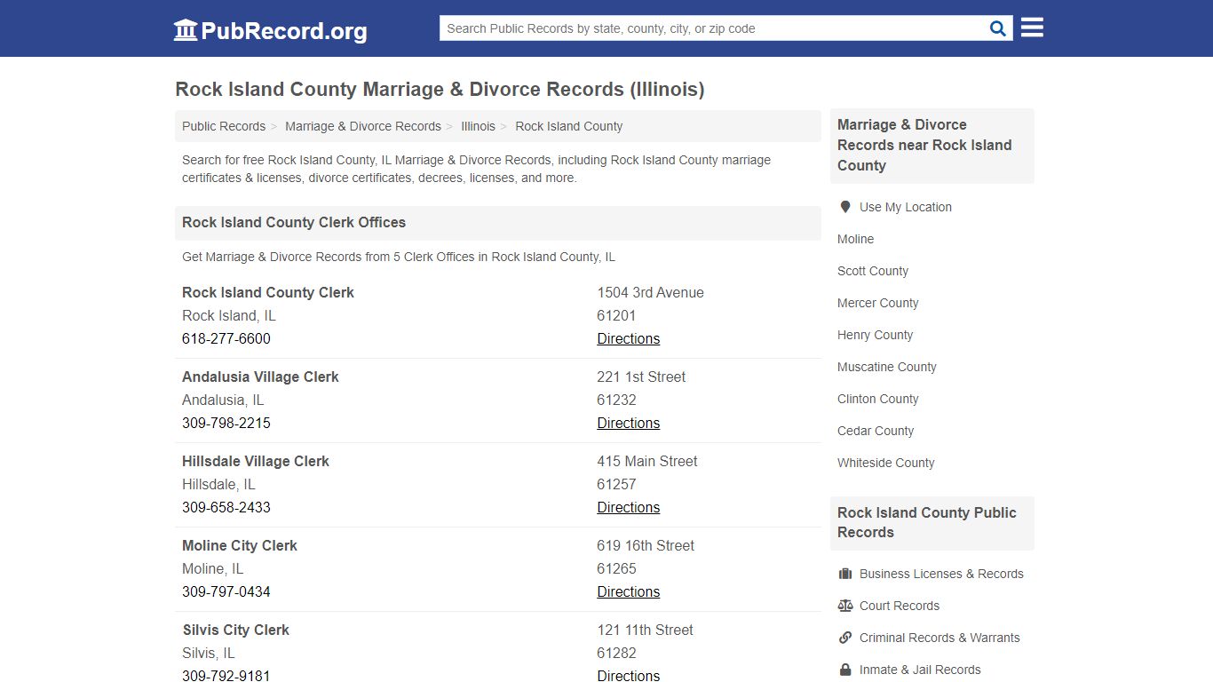 Free Rock Island County Marriage & Divorce Records ...